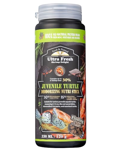 Ultra Fresh Floating Juvenile Turtle Food, All Natural Ingredients, Wild Sword Prawn, w/Deodorizing Probiotics, Juvenile Turtle Deodorizing Nutri Stick 3.35 oz - size: 3.35 Ounce (Pack of 1)