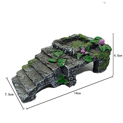 Leadigol Multifunctional Turtle Reptile Climbing Ladder, 14x7.5x4.5cm Basking Platform, Resin Amphibians Tortoise Climbing Resting Platform, Fish Tank Ornaments