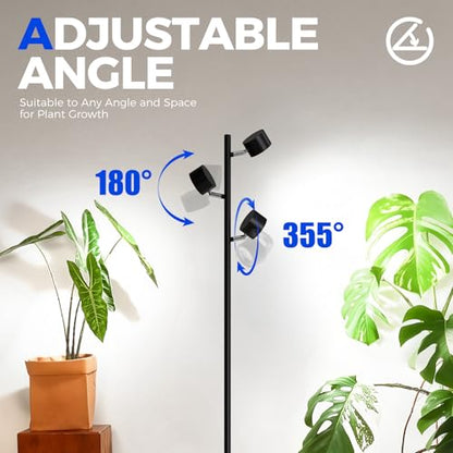 Barrina T1X3 Standing Grow Lights for Indoor Plant, 6FT 30W 5000K High PPFD | Vertical Plant Lights for Growing, Tall Plant, Adjustable 3 Heads, 6 Foot with Foot Switch, Full Spectrum, Heat Dissipation - size: 30W-6FT-3 Heads