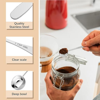 1PCS 1TSP(5ML) Measuring Spoon, 18/8(304) Stainless Steel Tablespoon | Precise, Food-Grade, ‌Rust-Free, Sturdy & Durable, Dishwasher-Safe - size: 1 tsp | 1/3 tbsp | 5 ml | 1/6 oz