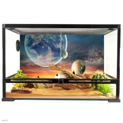 72x24 in Space Aquarium Backdrop Galaxy Planet Earth Fish Tank Background - size: 72x24in/180x60cm