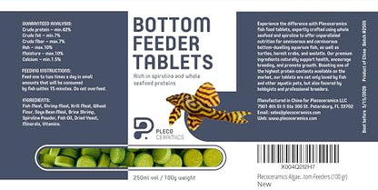 Plecoceramics Protein Wafers Universal Fish Food for Aquarium Fish - Turtle, Goldfish, Catfish - Algae Wafers for Bottom Feeders - Protein Pellets (3.53 oz / 100 gr)