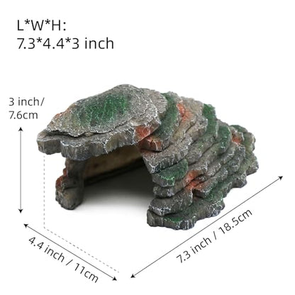 Gecko Hide Shale Scape Step Ledge, Reptile Cave Hideout Tank Accessories Decorations, Great for Reptiles, Amphibians, Leopard Gecko, Lizard, Frogs, Turtle (Small-B-7.3 * 4.4 * 3) - style: Small-B-7.3 * 4.4 * 3