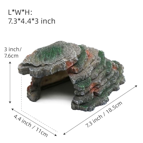 Gecko Hide Shale Scape Step Ledge, Reptile Cave Hideout Tank Accessories Decorations, Great for Reptiles, Amphibians, Leopard Gecko, Lizard, Frogs, Turtle (Small-B-7.3 * 4.4 * 3) - style: Small-B-7.3 * 4.4 * 3