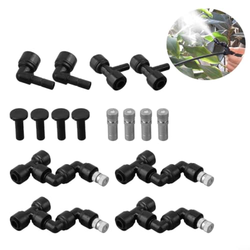Reptile Misting Nozzles for Mister Systems, 360 Degree Rotation Spray Heads with 1/4 Inch Tubing Connectors, DIY Fogging Kit for Terrarium Greenhouse Garden Humidification