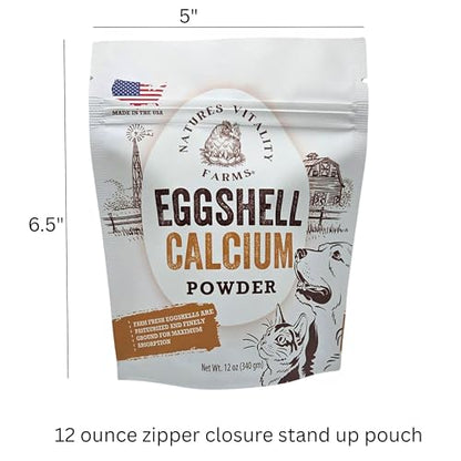 12 oz Pure U.S.A. Eggshell Powder for Dogs/Cats, Finely Ground, Calcium Supplement