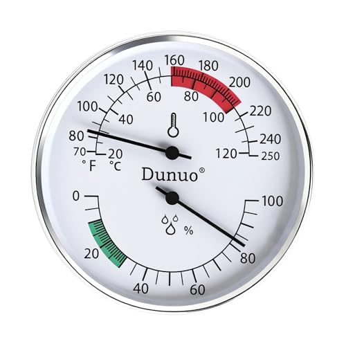 4-Inch Aluminum Sauna Thermometer Hygrometer, °F/°C Dual Scale | Aluminum Housing, Anti-Fog Glass, Easy Calibration, Heat & Humidity Resistant, Battery-Free, Fits Steam & Finnish Sauna