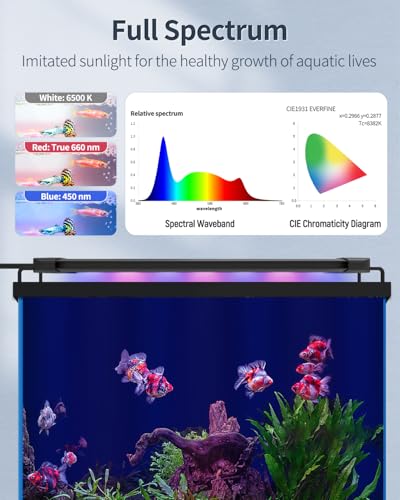 Pawfly 33W Aquarium LED Light for 48 to 54 Inch Extendable Fish Tank Light with Full Spectrum Brilliant White Blue Red Lights with Daytime & Night Modes Timer Auto On/Off Adjustable Brightness - color: Basic with Timer, size: 48"-54"
