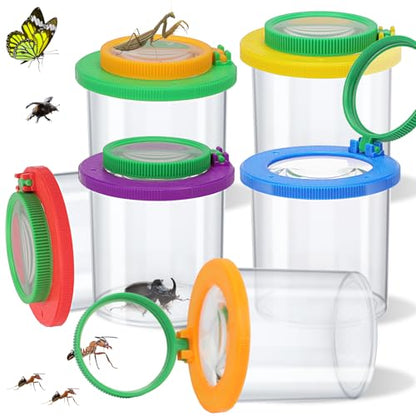 Coopay 6 Pcs Insect Bug Viewer for Kids - Bug Jars, Critter Insect Cage, Bug Container, Bug Catcher, Magnifying Insect Box for Children, Kids Science Nature Exploration Collecting Kit - style: 6 Pack Set