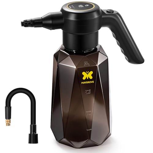 MAYGROVE 70oz Battery Powered Sprayer, 2L Electric Sprayer | Max 7.5h Long Battery Life with Fast Charging, Automatic Garden Sprayer with Adjustable Pressure, Semi-Transparent Bottle