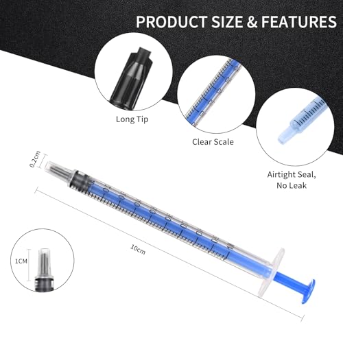 20 Pack 1ml Syringe with Cap for Liquid, 1cc Plastic Small Syringes with Cover for Pets Oral, Scientific Labs, Refilling, Oil or Glue Applicator, Measuring or Transfering Tiny Amount of Liquids, Non-Sterile, No Needle - size: 1ml Syringes with Cap-20pcs