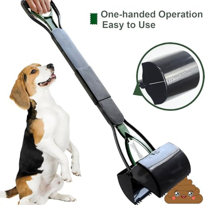 32'' Pooper Scooper for Large Small Dogs Heavy Duty, Long Handle Poop Scoop for Yard, Grass, Gravel, Dog Poop Grabber with High Strength Material and Durable Spring（Dark Green） - size: 1 Piece(32-inch length)Dark Green