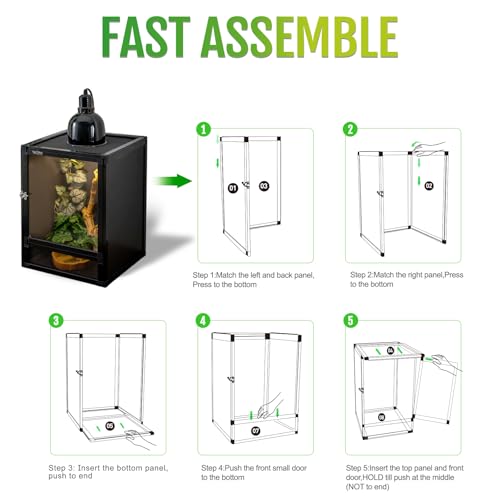 12"x12"x18" Reptile Terrarium, Hybrid Cage PVC Habitat Enclosure with Screen & Acrylic Doors, Ventilated Tank for Gecko,Chameleon, Snake, Frog, Easy Assembly, Front Dual Access - size: 12x12x18 inch-two doors