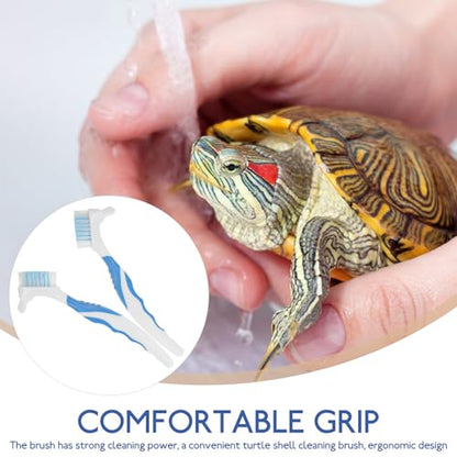 2pcs Double-Head Mini Turtle Shell Cleaning Brush Mud Remover Portable Aquatic Tortoise Shell Maintenance Tool for Household Reptile Health