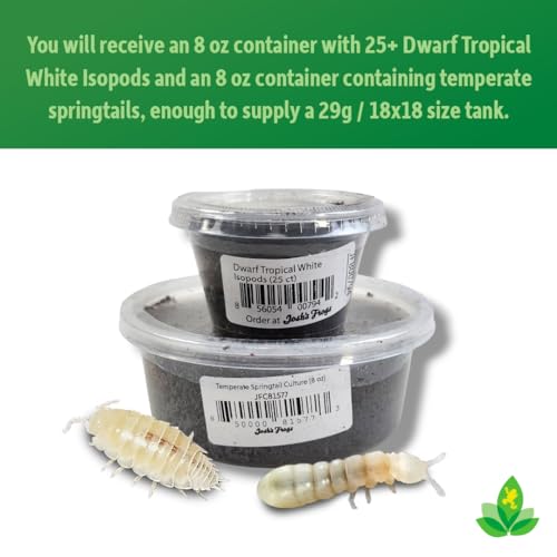 Josh's Frogs Isopods and Springtails Bundle, 25 ct/8 oz | Dwarf Tropical White Isopods, Temperate Springtails, Bioactive Clean Up Crew Bugs