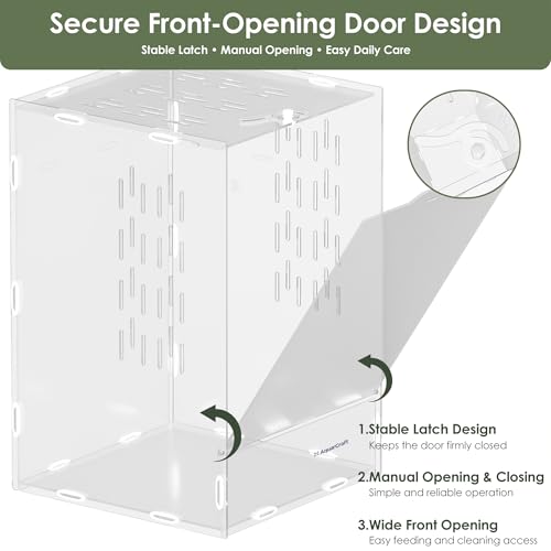 Acrylic Jumping Spider Enclosure, 7.48 x 7.87 x 11.81 in Clear Terrarium | Front-opening ventilated habitat for jumping spiders, small spiders and slow-moving invertebrates; clear acrylic display. - size: 7.48 x 7.87 x 11.81 inches（19x20x30cm）