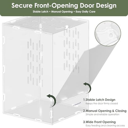 Acrylic Jumping Spider Enclosure, 7.48 x 7.87 x 11.81 in Clear Terrarium | Front-opening ventilated habitat for jumping spiders, small spiders and slow-moving invertebrates; clear acrylic display. - size: 7.48 x 7.87 x 11.81 inches（19x20x30cm）