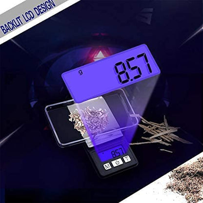 Fuzion Ultra Mini Gram Scale, 100/0.01g Mini Scale, Digital Pocket Scale, Small Jewelry Scale with Tray, Food Scale with 6 Units, Tare, LCD Display