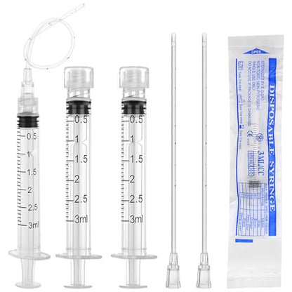 10 Pack 3ml Luer Lock Syringe - Syringes for Liquid with Soft Tube - Individually Pcakaged，Scientific Labs and Measuring, Refilling Inks - style: 3ml - 2.0mm Tube