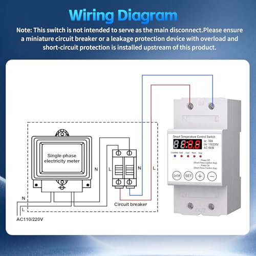 Smart Temperature Controller,63A 110/220V Digital Thermostat,LED Display,Heating and Cooling Control Timer,-40℉to 284℉,for Greenhouse,Reptile Incubator,Homebrew