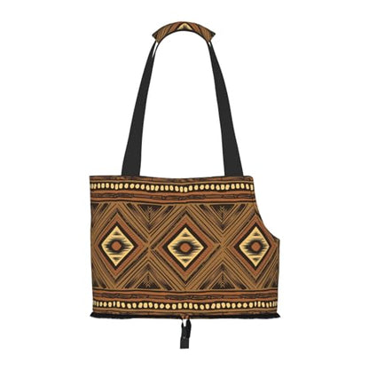 Small Pet Carrier Purse Bag, African Tribal Elements Print Shoulder Bag for Dogs Cats, Puppy Tote Travel Handbag - color: African Tribal Elements