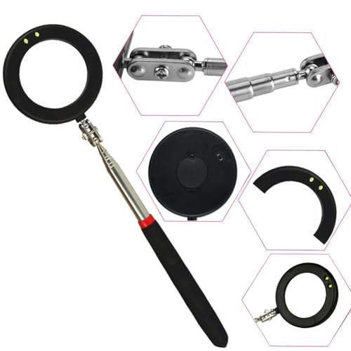 Telescopic Inspection Circular Mirror with 2 LED, Inspection Mirror on a Stick, Inspection Mirror for Extension Pole, Used for Automobiles, 50mm/85mm Large Circular Mirror with Pen Buckle - size: 2 Circular Mirrors