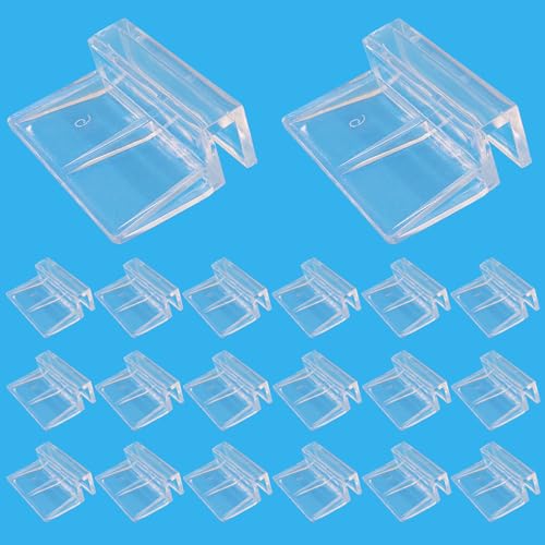 Hordion 20pcs Aquarium Lid Clip, 6mm Clear Acrylic Fish Tank Lid Holder | Aquarium Glass Cover Clips for Rimless Aquarium Fish Tank - size: 6mm