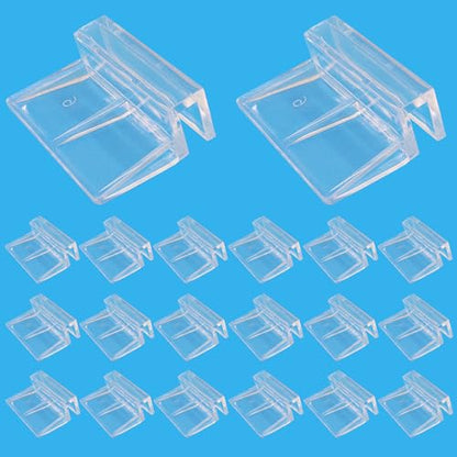 Hordion 20pcs Aquarium Lid Clip, 6mm Clear Acrylic Fish Tank Lid Holder | Aquarium Glass Cover Clips for Rimless Aquarium Fish Tank - size: 6mm
