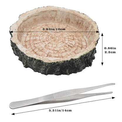 3 Pack Reptile Water Dish Food Bowls, Hermit Crab Food Dish with Feeding Tongs, Bearded Dragon Water Bowl, Suitable for Hermit Crab Lizard Gecko Tortoise Turtle Frog Leopard Crested Gecko - color: Tree Stump