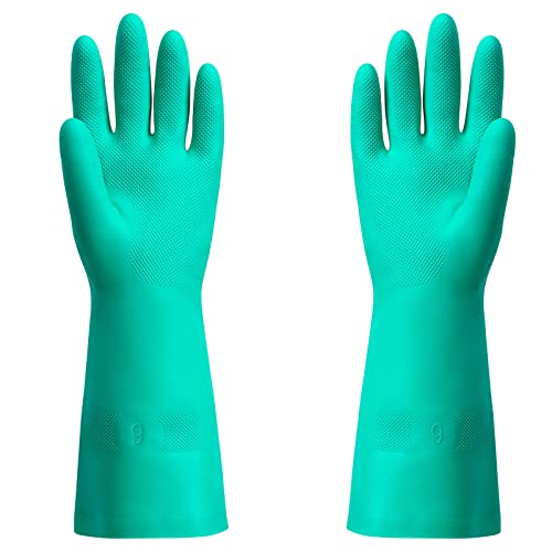 ThxToms Chemical Resistant Nitrile Gloves, Latex Rubber Free, 1 Pair, L | 15mil,Reusable Heavy Duty Diswashing Gloves, Resist Household Acid, Alkali, Solvent and Oil, Skin-Friendly & Anti-Slip Design - size: Large