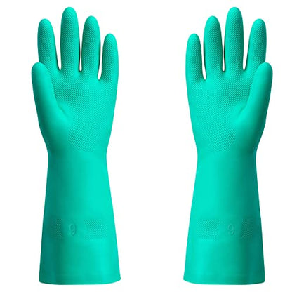 ThxToms Chemical Resistant Nitrile Gloves, Latex Rubber Free, 1 Pair, L | 15mil,Reusable Heavy Duty Diswashing Gloves, Resist Household Acid, Alkali, Solvent and Oil, Skin-Friendly & Anti-Slip Design - size: Large