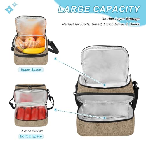 Emelivor Snake Insulated Lunch Bag Container Tote for Adult | 8L Double Deck,Large Lunch Box with Shoulder Strap,Thermal Meal Prep Cooler,Suitable for School Work Picnic Office Travel
