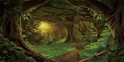 72x18 in Forest Terrarium Backdrop Green Tree Reptile Habitat Background | AWERT Dim Old Trees Psychedelic Woodland Rainforest Aquarium Vinyl Background - size: 72x18in/180x45cm