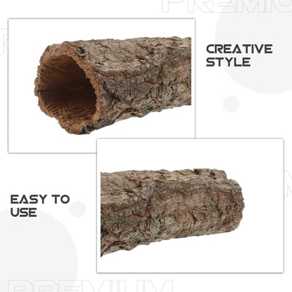 Veemoon Natural Tree Trunk Reptile Hide, Hollow Wood Log Lizard Hide Cave Reptile & Amphibian Habitat Hideouts Aquarium Climbing Platform Fish Tank Shelter Landscape for Pet Tank Supply, 8×4" - size: 20.00X7.00X7.00CM