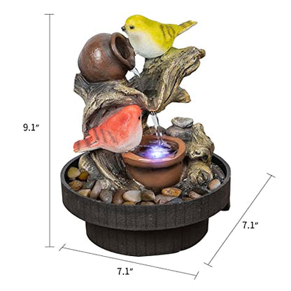 Resin LED Indoor Water Fountains | Office, Home Relocation Gifts - color: Little Bird