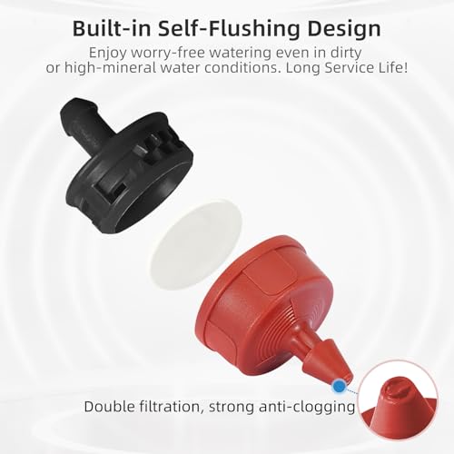 30PCS 1 GPH Pressure Compensating Drip Irrigation Spot Watering Drippers/Emitters, Self-Cleaning Constant Flow Drip Irrigation Emitters Heads Irrigation Drippers Parts for Drip Irrigation System - color: 30PCS, size: 1 GPH