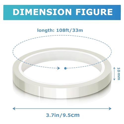 High Temperature Tape Heat Tape Heat Resistant Tape Heat Transfer Tape Heat Tape for Sublimation No Residue 10mm X 33m 108ft (Transparent-6 Roll) - color: Transparent-6 Roll