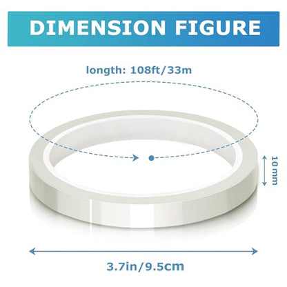 High Temperature Tape Heat Tape Heat Resistant Tape Heat Transfer Tape Heat Tape for Sublimation No Residue 10mm X 33m 108ft (Transparent-6 Roll) - color: Transparent-6 Roll