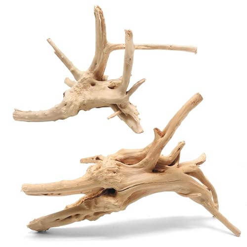 WDEFUN Natural Spiderwood for Aquarium Decor 2-Piece 11''-14'' Long Natural Driftwood Branches for Fish Tank Decorations - size: Spiderwood （11-14 inch pack of 2）