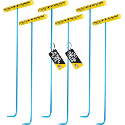 T&T Tools 36-Inch Handy Hook Lifting Tool - 3/8" Single Hook End - 6 Pack | Solid Steel Construction, Heavy Duty Lifting, Septic Tank Riser, Grates, Storm Drains, Pallet Pulling, Bright Blue Finish - size: 6 Pack - 36 Inch Handy Hook - Single Hook End