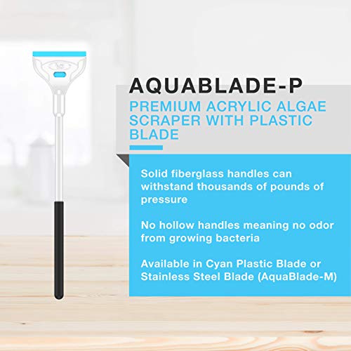 AquaBlade P - Acrylic Safe Aquarium Scraper w/ Plastic Blade, Long, White - size: 15-inches