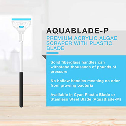 AquaBlade P - Acrylic Safe Aquarium Scraper w/ Plastic Blade, Long, 24-inches - size: 24-inches