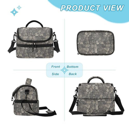 Emelivor Snake Skin Insulated Lunch Bag Container Tote for Men | 8L Double Deck,Large Lunch Box with Shoulder Strap,Thermal Meal Prep Cooler,Suitable for School Work Picnic Office Travel