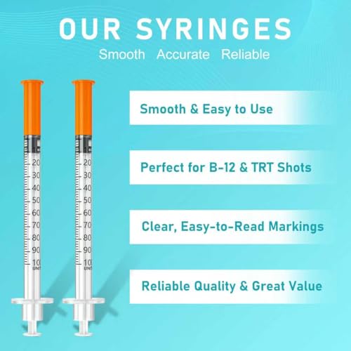 U-100 1ml/cc 30 Gauge 1/2 Inch Syringe, Individually Wrapped, Pack of 100. - size: 1ml-30G 1/2", style: 100