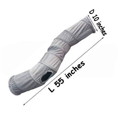 2-Way Collapsible Cat Tunnel Tube Toy Pack Set | Interactive Play Tunnel with Ball and Wand Toy for Indoor Cats, Kittens, Puppies & Rabbits - color: Grey fleece