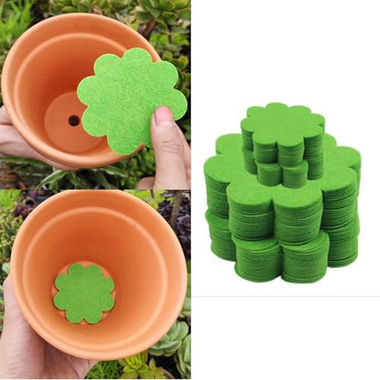 60 Pack Plant Pot Hole Pads Fiber Fabric Instead of Mesh Pad Drainage Hole Cover Pad Fine Filter Non Dirt Bottom Screen Layer Stopper to Prevent Soil Loss Planters Pots Watering
