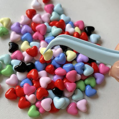 25 Pcs 4.53inch Plastic Tweezers for Crafts Jewelry Bead Making DIY | 5 Colors Bent Disposable Stickers Handmade Beads Craft Tweezers