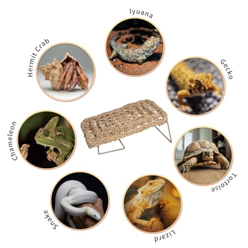 Bearded Dragon Hammock Reptile Tank Accessories Decor Large Basking Platform Metal Legs Bed Habitat for Lizard Leopard Gecko Snake Hermit Crab and Frog (Triangle) - style: Triangle