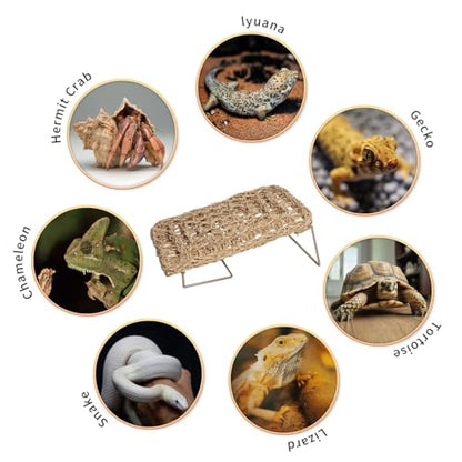 Bearded Dragon Hammock Reptile Tank Accessories Decor Large Basking Platform Metal Legs Bed Habitat for Lizard Leopard Gecko Snake Hermit Crab and Frog (Triangle) - style: Triangle