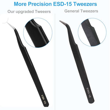 YHYZ 6pcs Precision Tweezers Set, Premium Anti-Static Stainless Steel ESD Tweezers Set Kit for Electronics, Sodlering，Jewelry, Craft, Laboratory Work, DIY - style: 6PCS, Version 1